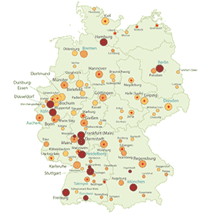 Karte der Hochschulstandorte in Deutschland